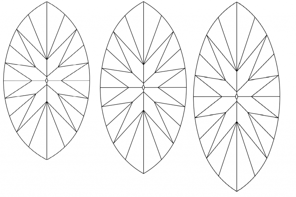 Marquise cut diamond ratio LW - 1.75, 1.95, 2.15