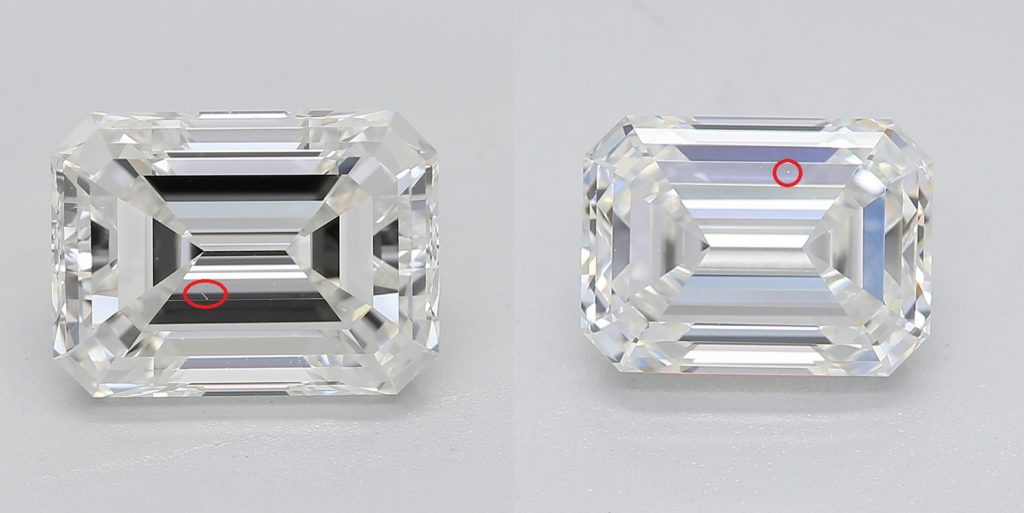 Emerald cut diamond VS2 vs VS1