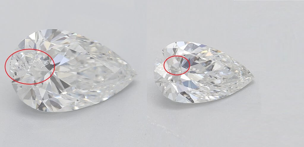 pear shaped diamonds comparison SI1 SI2 - SI2 Diamond Clarity