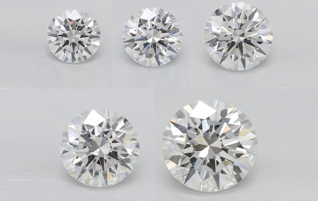 0.70ct - 1ct - 1.5ct - 2ct - 3ct -Diamond Carat Size