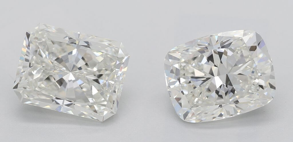 2 carat radiant cut diamond vs 2 arat cushion cut diamond