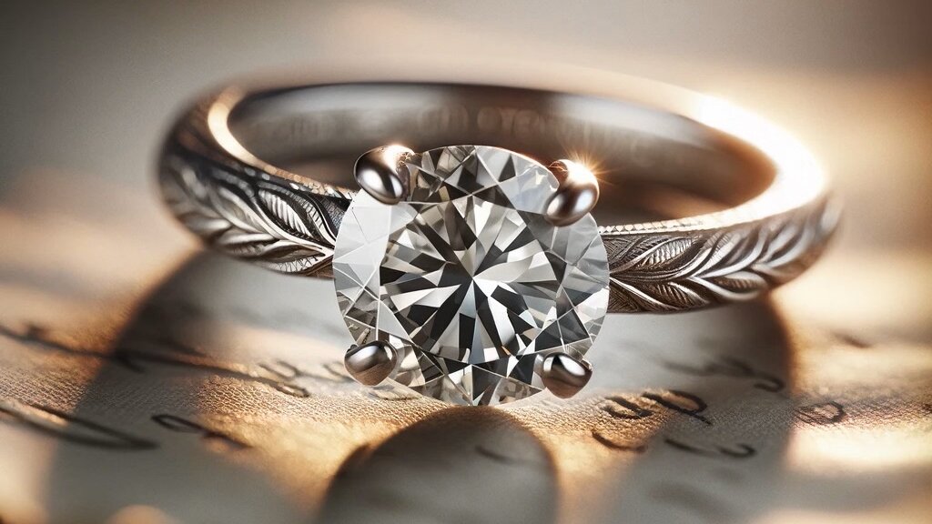 Conscious Choices for Love- A Comprehensive Guide to Ethical Engagement Rings - 2 carat round engagement ring with flower engravings