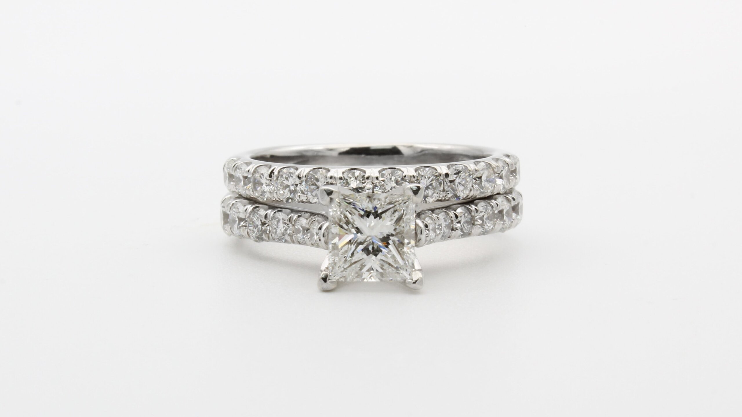 pave princess j color engagement ring - 