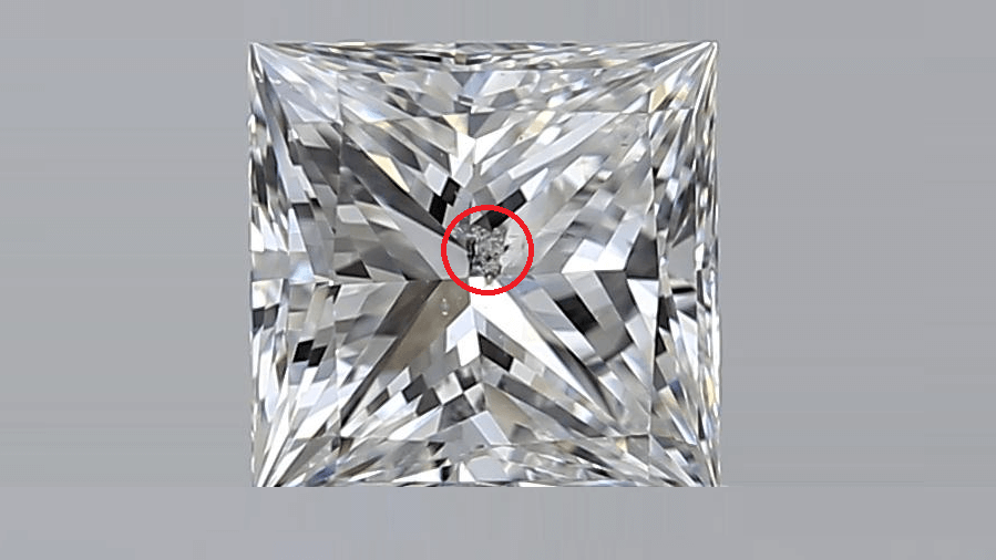 princess cut Diamond Clarity I1 and I2 inclusion