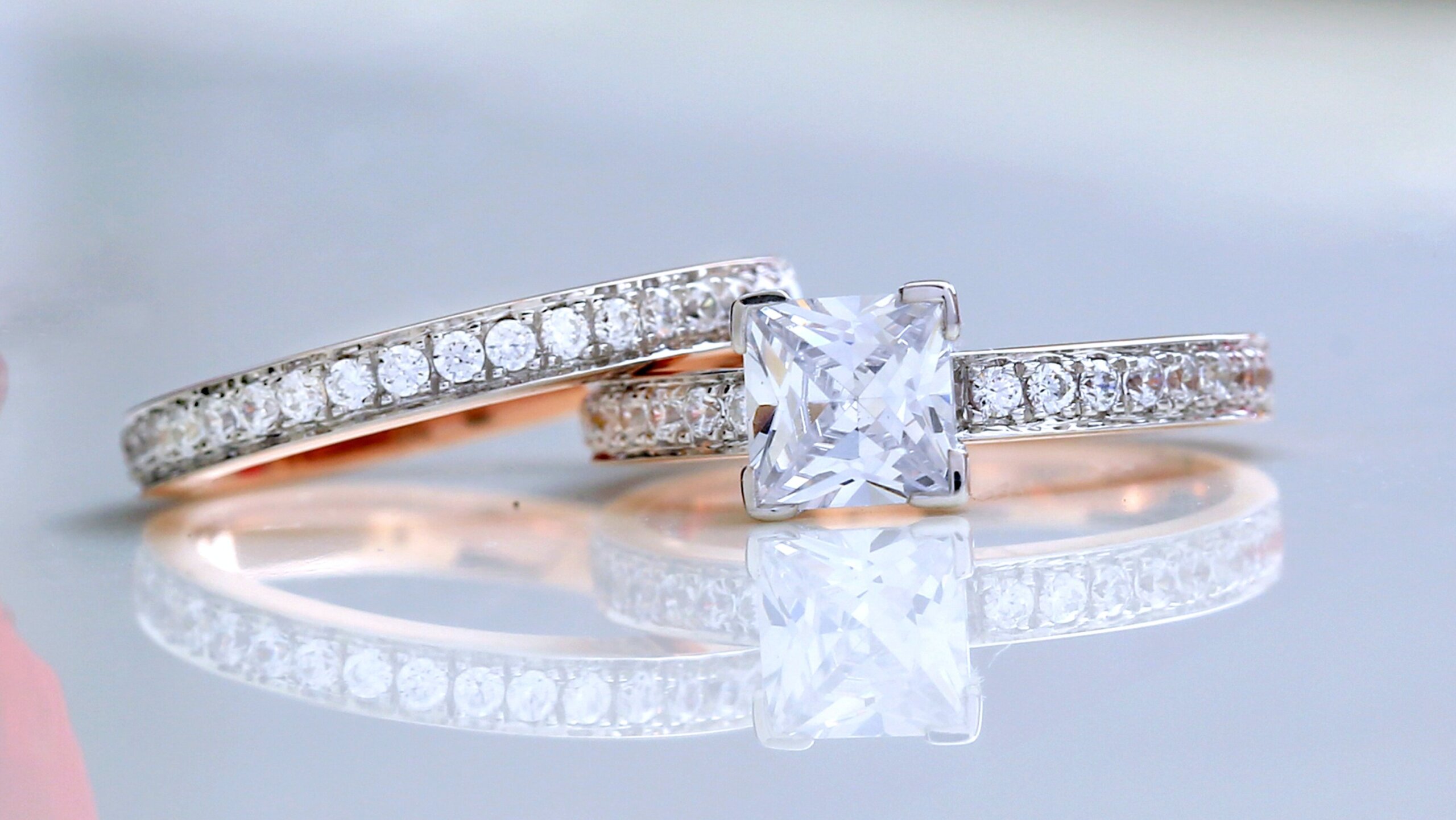 princess diamond ring with wedding band 