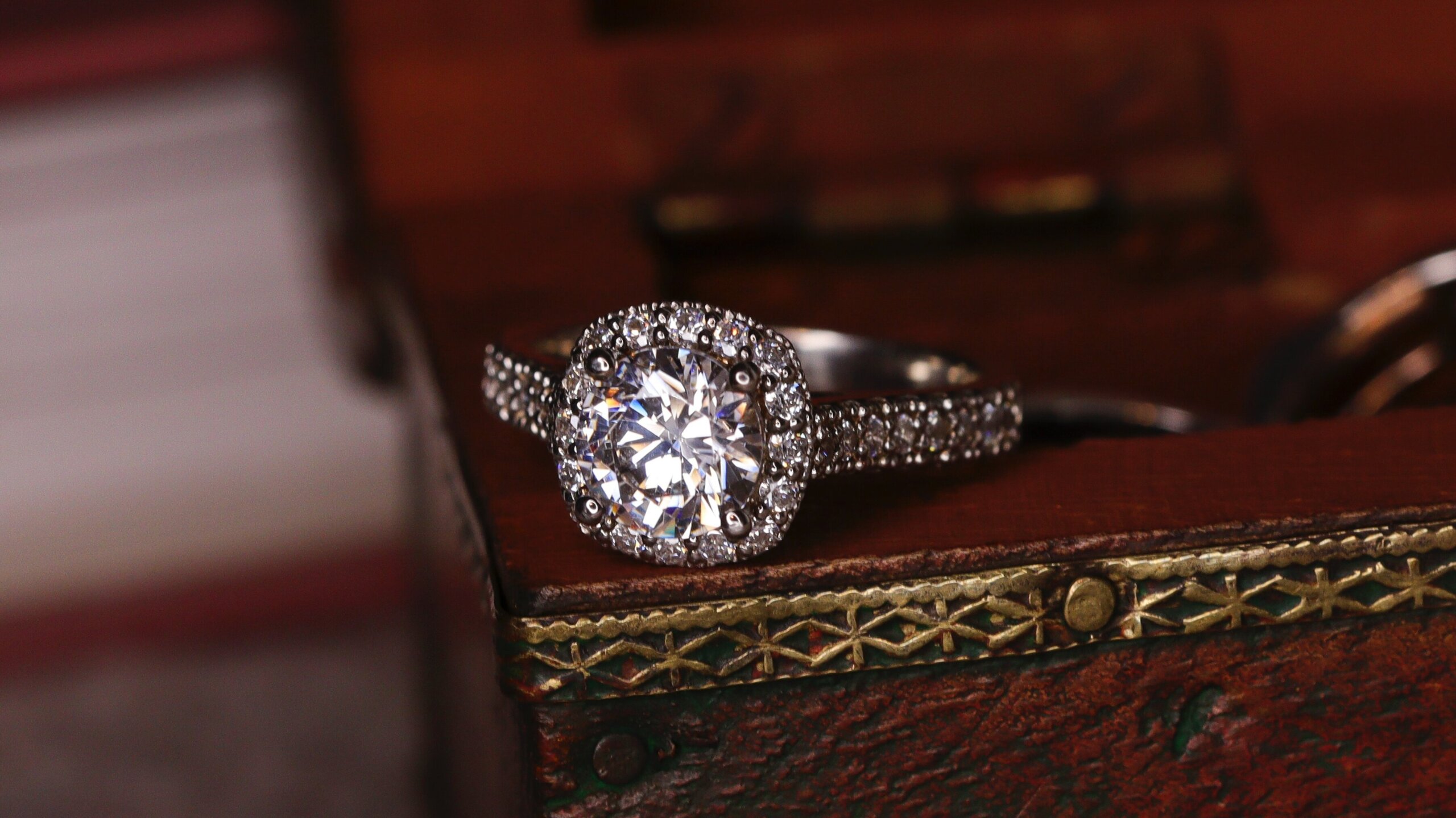 round cut halo pave engagement ring 