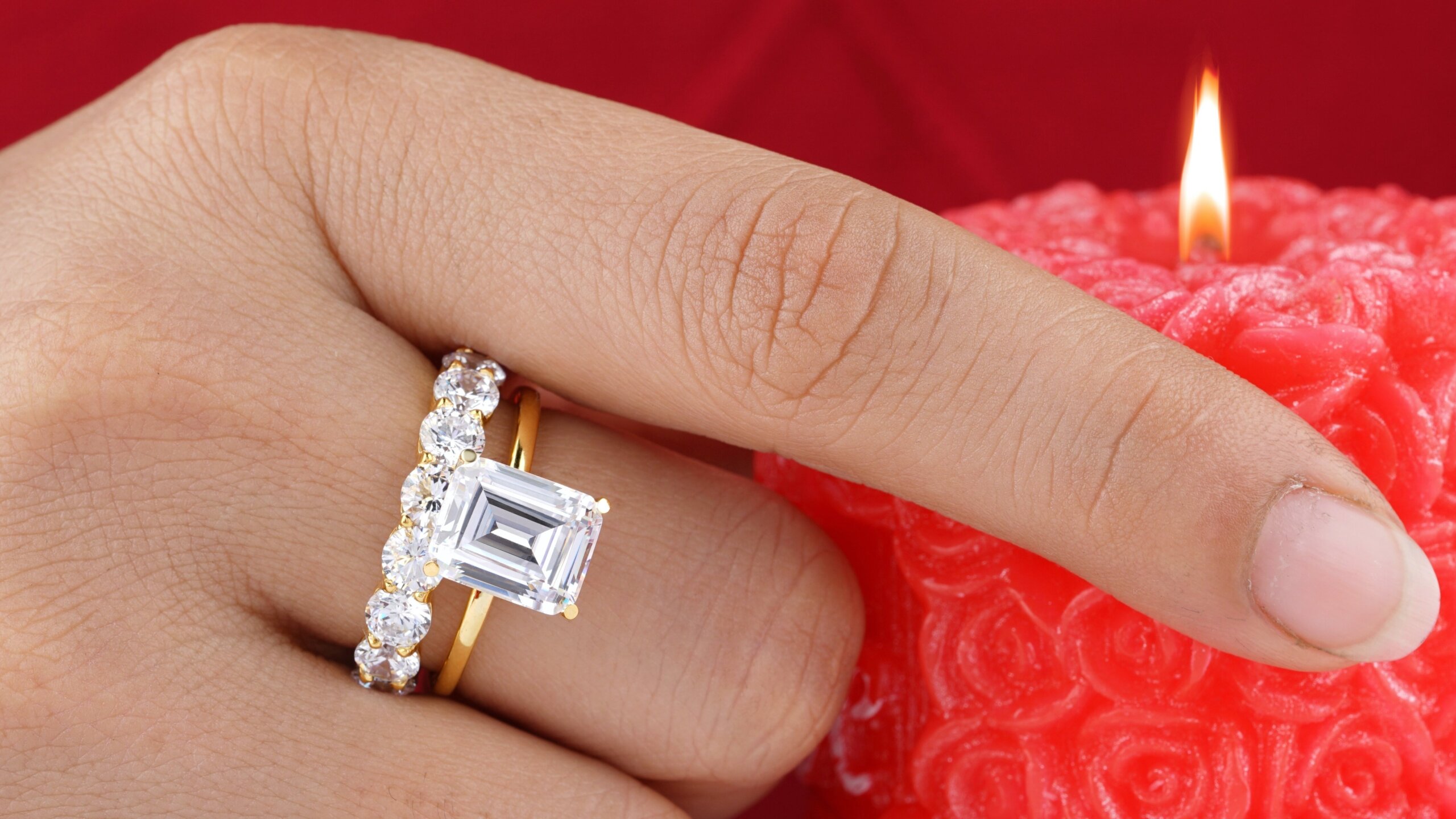 solitaire emerald engagment ring and wedding band round diamonds - What is an Emerald Cut Diamond