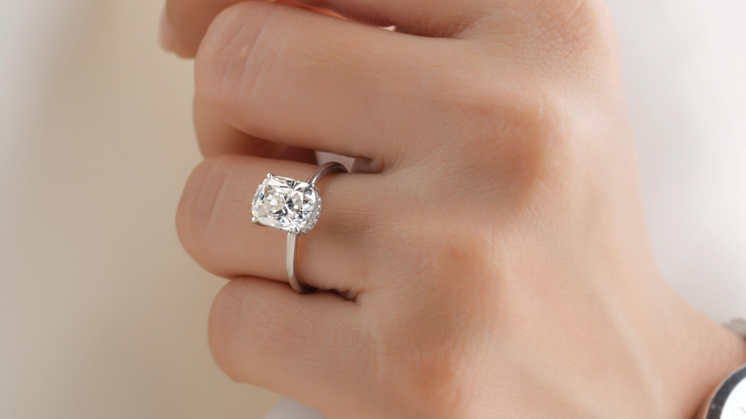 4 carat cushion cut Platinum engagement ring