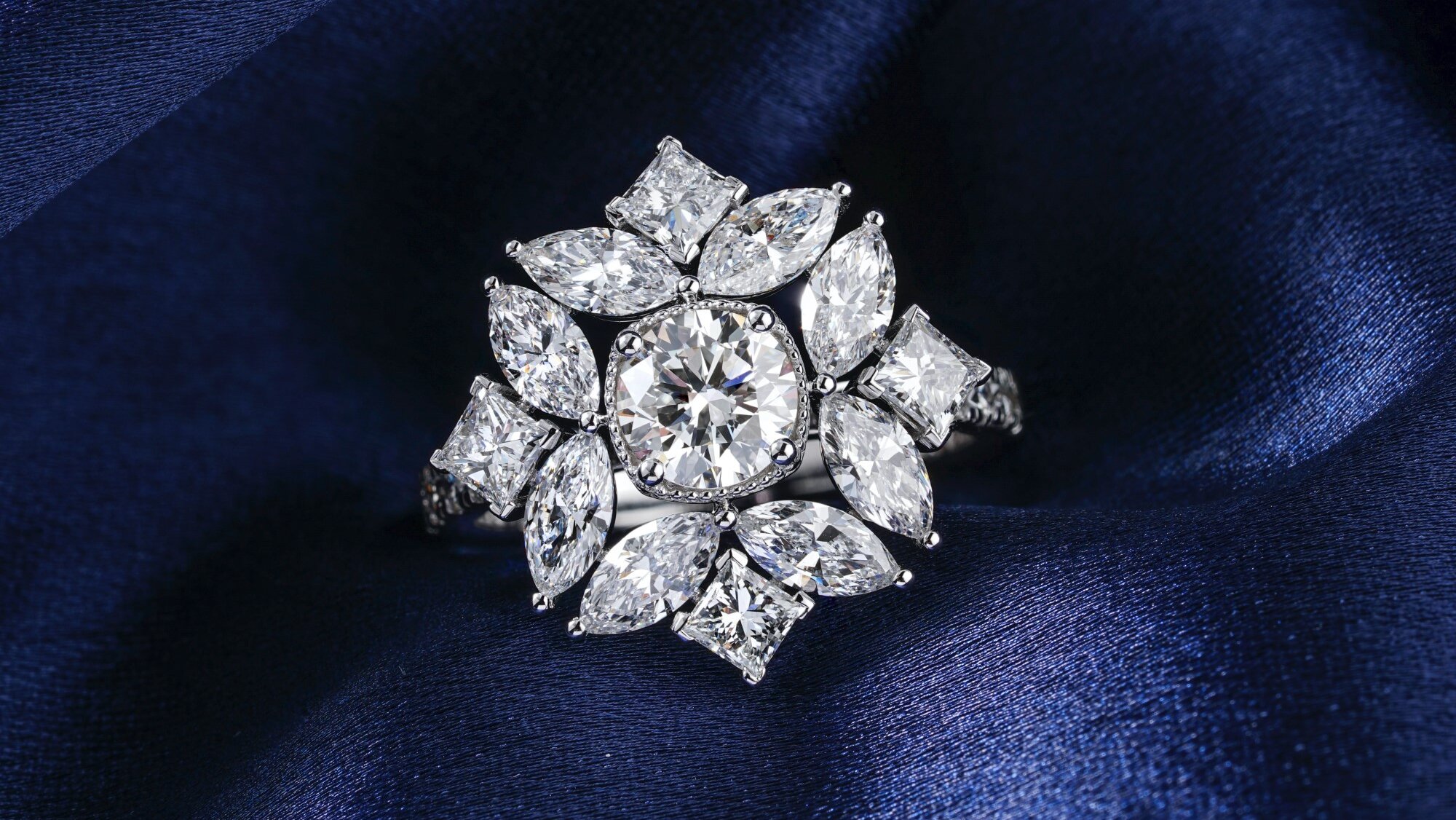 princess marquise cushion diamond ring 